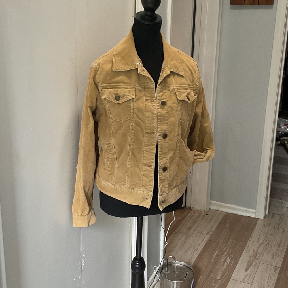 P434. Women's Tan Narrow Wale Corduroy Jean Jacket |14  (Vintage)